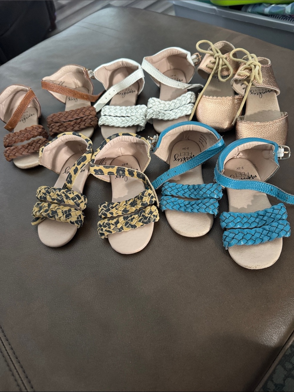 Monkey Feet Kids Braided Sandals — Blue, White, Brown, Leopard, Gold